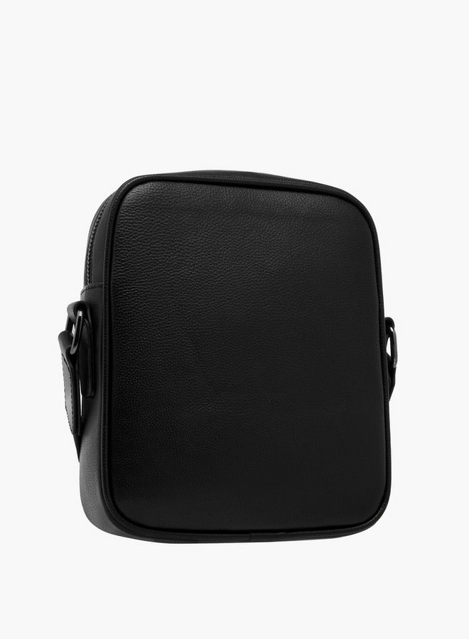 DUCHINI Men's Textured Crossbody Bag with Adjustable Strap and Zip Closure  - Image 3