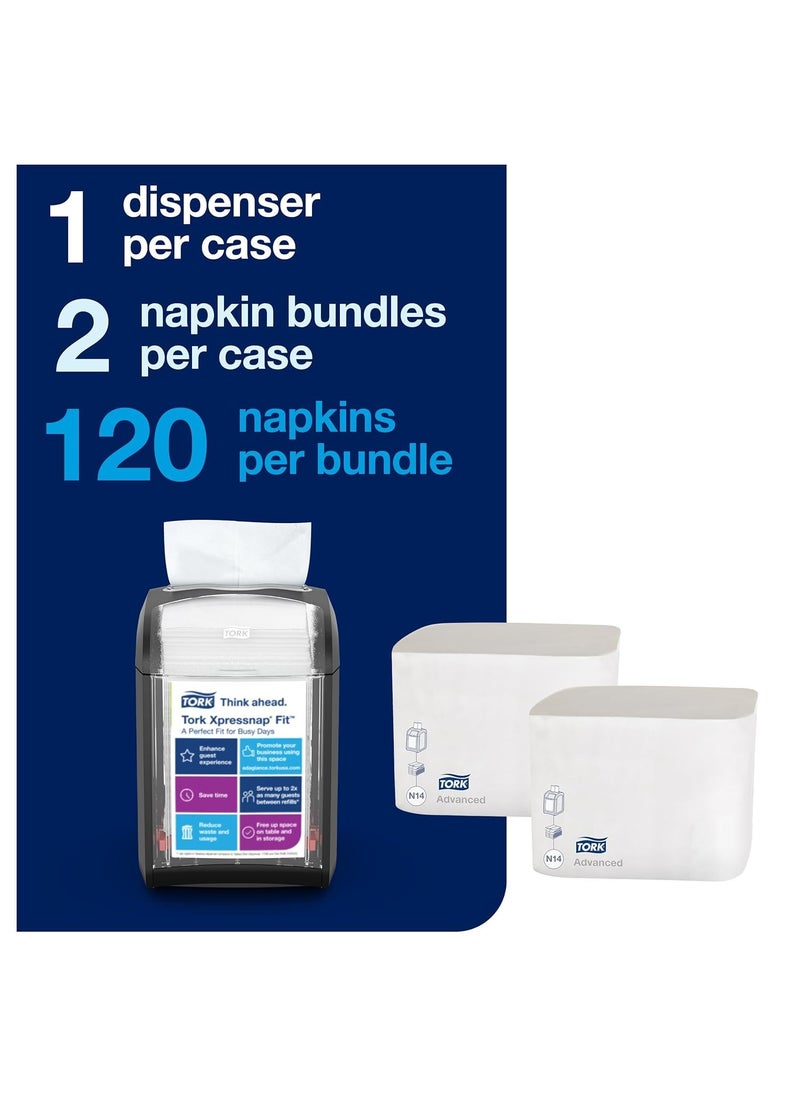 Tork Tork Xpressnap Fit Napkin Dispenser Compact Design OneataTime Dispensing Black N14 System Compatible 2 x 100 White Napkins 800723  - Image 2
