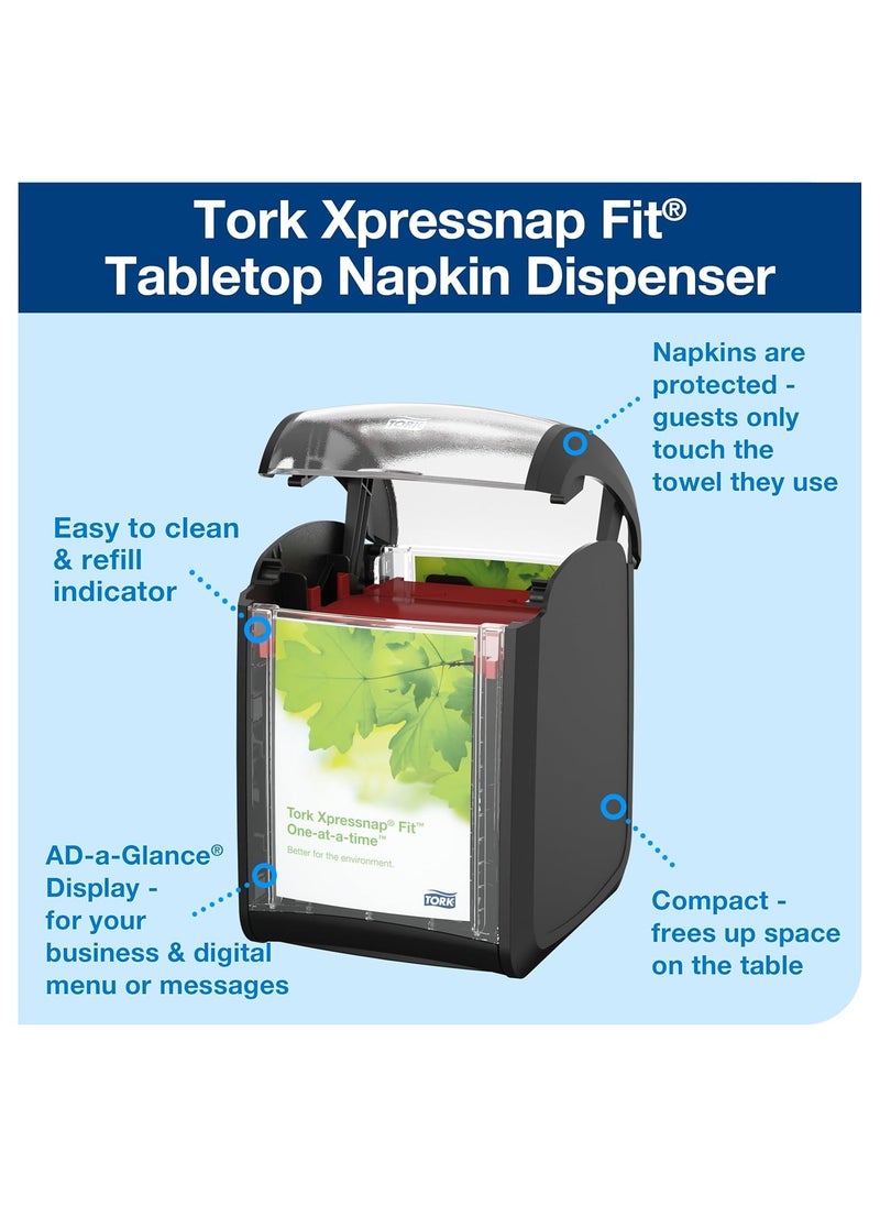Tork Tork Xpressnap Fit Napkin Dispenser Compact Design OneataTime Dispensing Black N14 System Compatible 2 x 100 White Napkins 800723  - Image 3