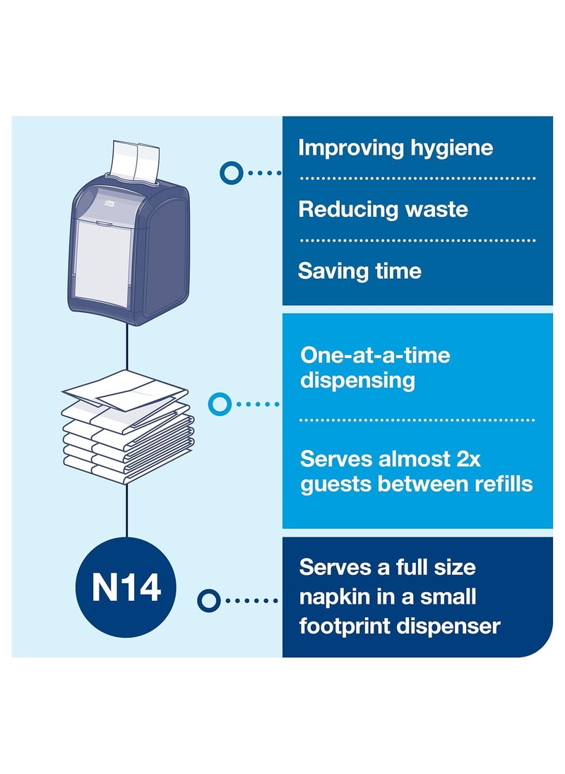 Tork Tork Xpressnap Fit Napkin Dispenser Compact Design OneataTime Dispensing Black N14 System Compatible 2 x 100 White Napkins 800723  - Image 5