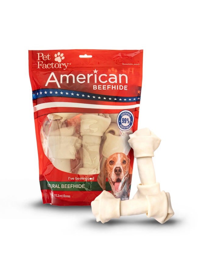 Pet Factory American Beefhide 6-7" Knotted Bones Dog Chew Treats - Natural Flavor, 10 Count/1 Pack - Image 1