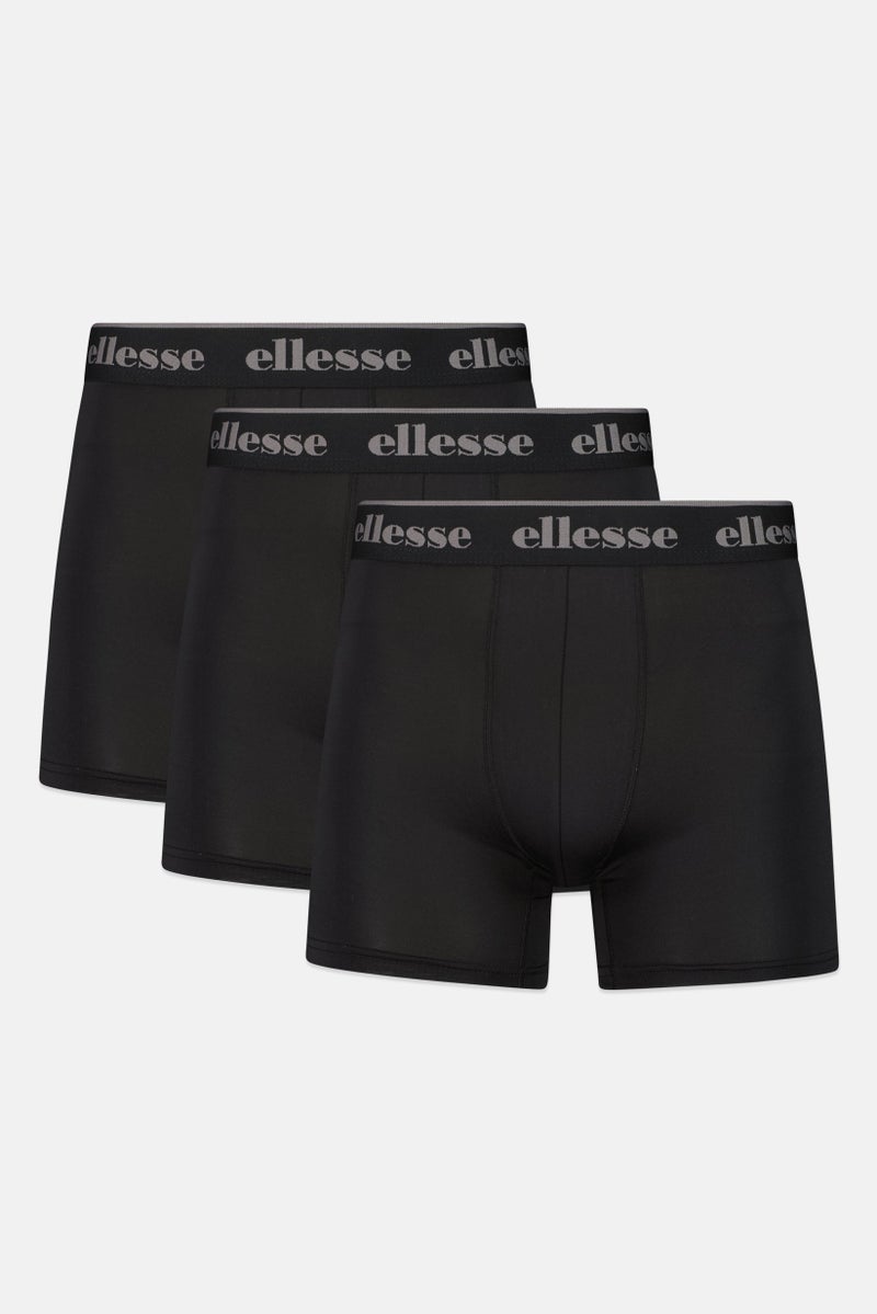 Ellesse شورت بوكسر رجالي 3 عبوات بشعار العلامة التجارية، أسود - Image 1