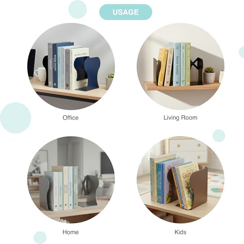 oddpod™ Premium Expandable Metal Bookends for Office Decor/Book Shelf/Living Room/Home Décor 6038 7.5"- Blue - Image 5