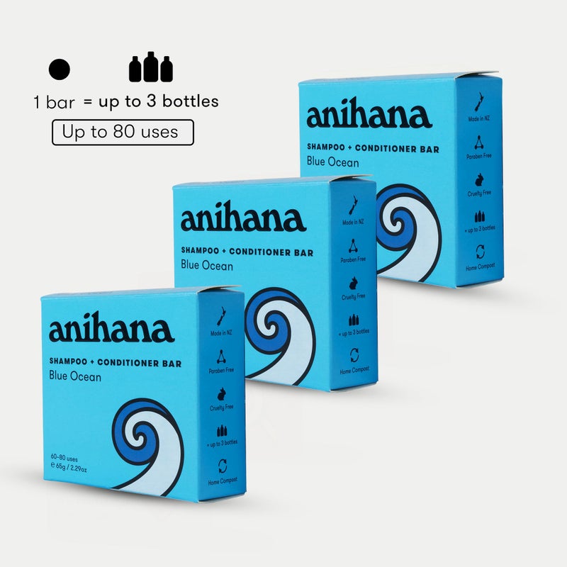 ANIHANA Shampoo and Conditioner Bar for Regular Normal Hair, Clean, Purifying, Natural, Healthy Look and Shine, Paraben Free, Blue Ocean, 2.29 oz - Image 5