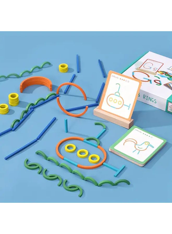 120Pcs Wooden Stick Rings Puzzle Toy Set Educational Building Blocks For Kids - Image 4