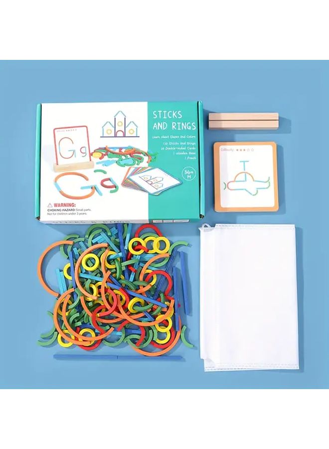 120Pcs Wooden Stick Rings Puzzle Toy Set Educational Building Blocks For Kids - Image 1