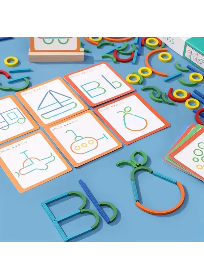 120Pcs Wooden Stick Rings Puzzle Toy Set Educational Building Blocks For Kids - Image 5