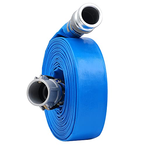 Geowaky 3" x 50ft PVC Lay Flat Discharge Hose With Aluminum Camlock C & E Fittings, Cam Lock Fitting, Heavy Duty Reinforced Pump Backwash Hose Assembly - Image 1
