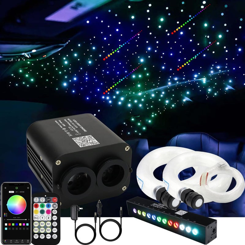 AZIMOM Dual Color 20w Twinkle Fiber Optic Starlight Headliner Kits 600pcs 003in 98ft RGB Meteor Shooting Star Sound Activated Remote APP Control Home Car Ceiling Dcor - Image 2