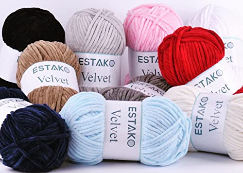 Estako Velvet Chenille Blanket amigurumi Yarn for Crocheting and Knitting Super Bulky 100 gr (132 yds) (1110 - White) - Image 4