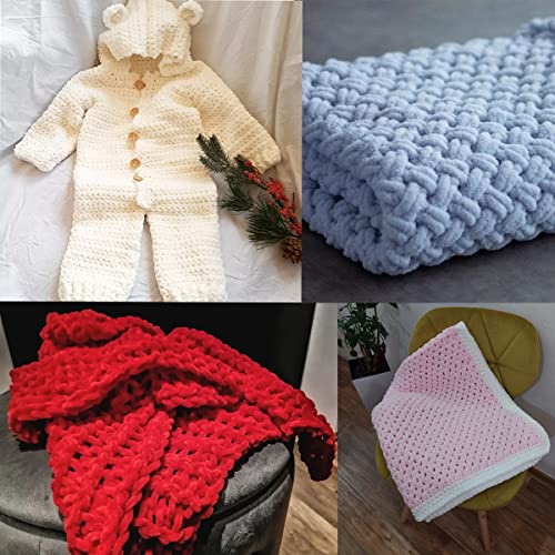 Estako Velvet Chenille Blanket amigurumi Yarn for Crocheting and Knitting Super Bulky 100 gr (132 yds) (1110 - White) - Image 5