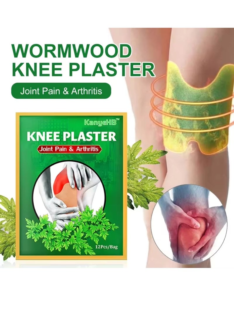 KanyeHB 12Pcs Knee Plaster Knee Pain Relief Patches Heat Patches for Knee Pain Relief Bone on Bone Herbal Plaster Pain Patches Relief Back Joint Neck Shoulder Wormwood Joint Pain Relief Knee Patches  - Image 3