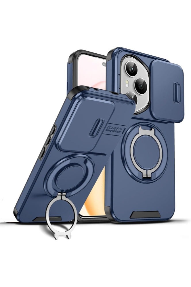 حافظة متوافقة مع هونور 400 برو مدمجة 360 درجة حامل حلقي قابل للدوران وعدسة منزلقة حماية ضد بصمات الأصابع غطاء واقي لشرف 400 برو 5 جرام أزرق