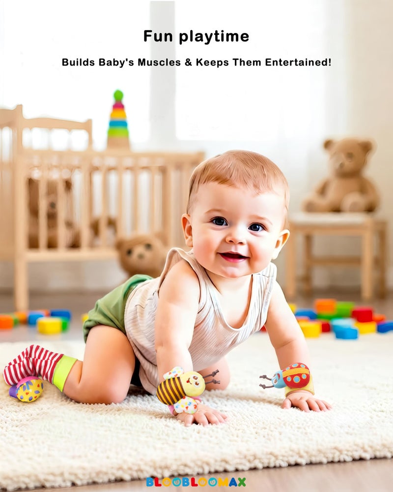 Bloobloomax Baby Rattles Toys for 0-12 Month, Infant Girl Boy Toys for Babies 3-6 Months, Newborn Hand & Foot Toys for 0 to 9 Months, Baby Shower Gifts Set with Wrist Rattle Socks - Image 4