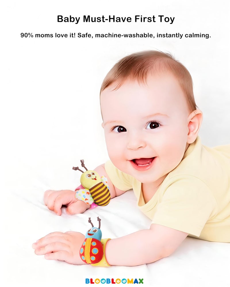 Bloobloomax Baby Rattles Toys for 0-12 Month, Infant Girl Boy Toys for Babies 3-6 Months, Newborn Hand & Foot Toys for 0 to 9 Months, Baby Shower Gifts Set with Wrist Rattle Socks - Image 3