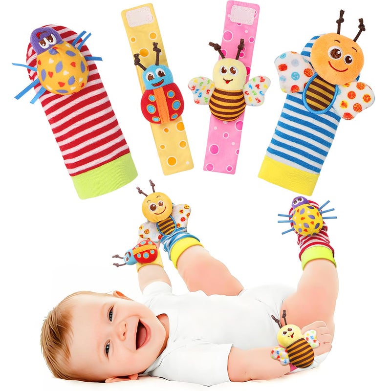 Bloobloomax Baby Rattles Toys for 0-12 Month, Infant Girl Boy Toys for Babies 3-6 Months, Newborn Hand & Foot Toys for 0 to 9 Months, Baby Shower Gifts Set with Wrist Rattle Socks - Image 1