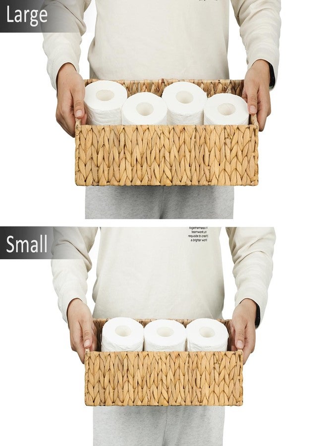 Graciadeco Nesting Small Wicker Basket, Water Hyacinth Toilet Paper Baskets Bathroom Organizer Woven Long Narrow Baskets for Organizing Pantry Bathroom Toilet Tank, 2 Pack - Image 3