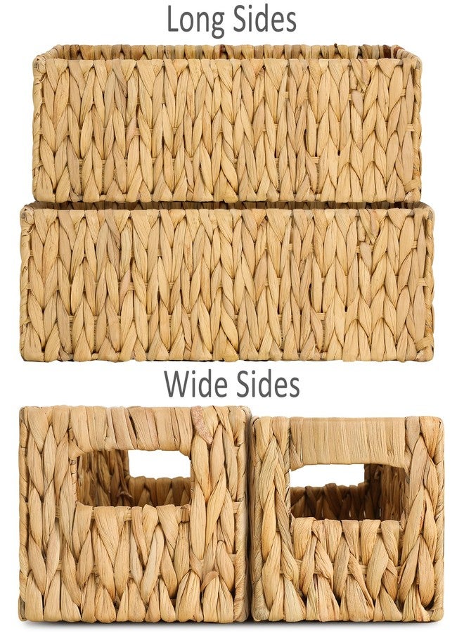 Graciadeco Nesting Small Wicker Basket, Water Hyacinth Toilet Paper Baskets Bathroom Organizer Woven Long Narrow Baskets for Organizing Pantry Bathroom Toilet Tank, 2 Pack - Image 4
