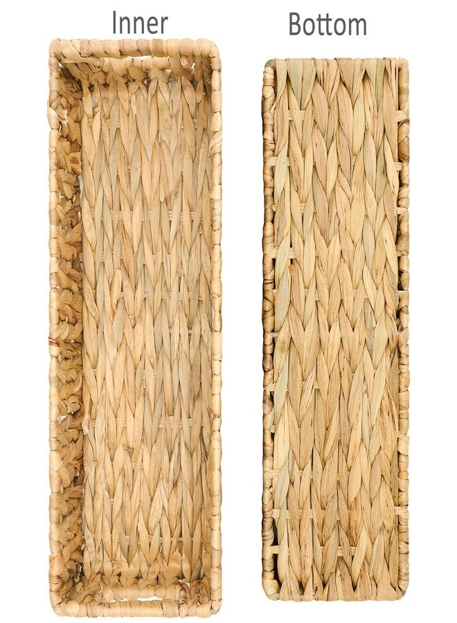 Graciadeco Nesting Small Wicker Basket, Water Hyacinth Toilet Paper Baskets Bathroom Organizer Woven Long Narrow Baskets for Organizing Pantry Bathroom Toilet Tank, 2 Pack - Image 5