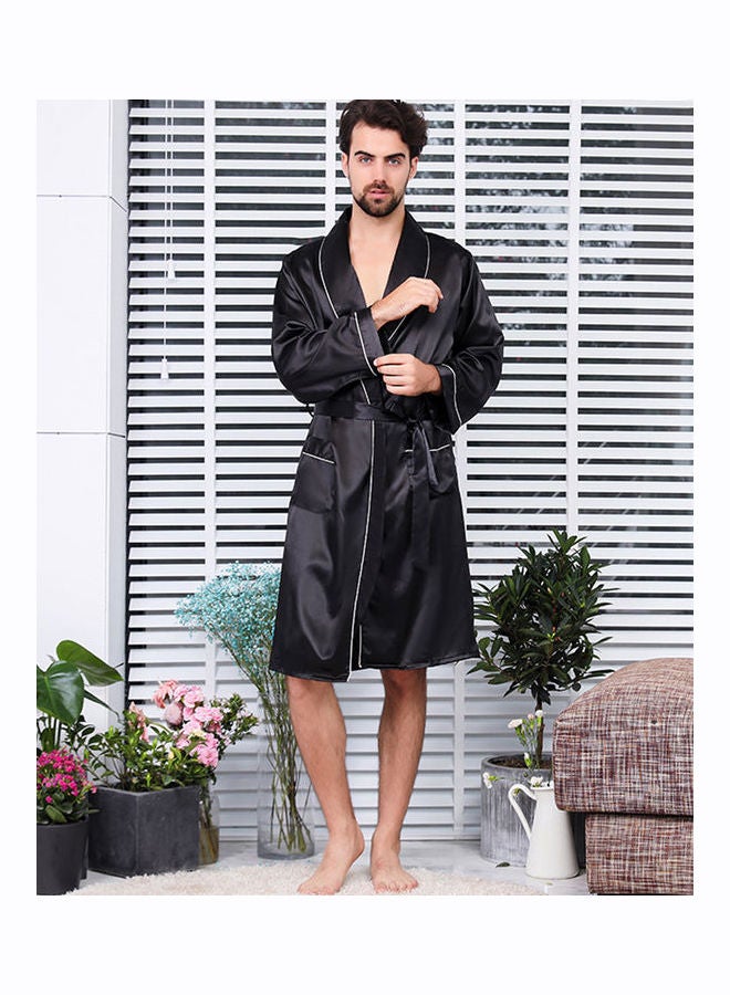 Long Sleeves Casual Robe Black - Image 4