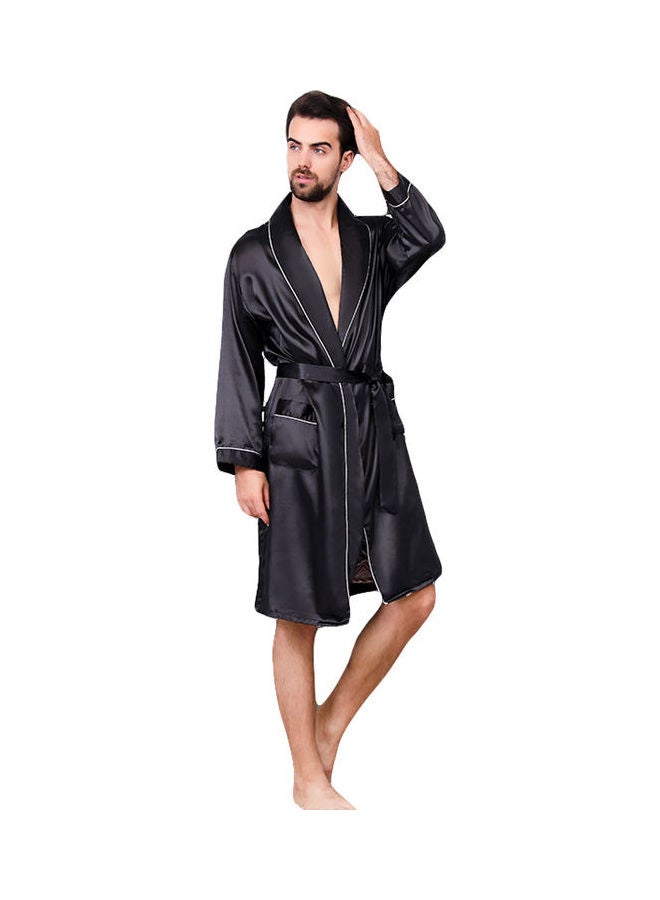 Long Sleeves Casual Robe Black - Image 1