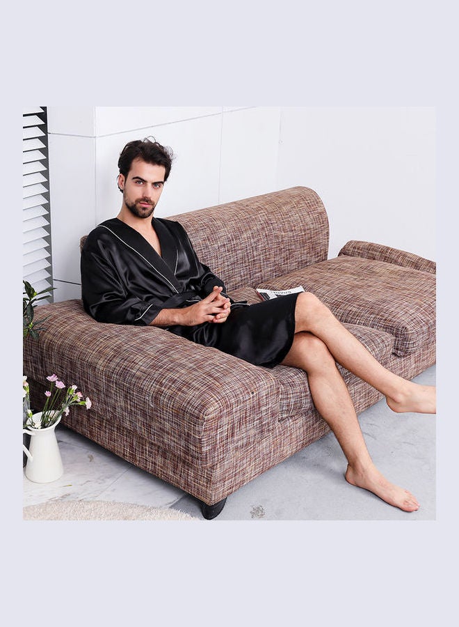 Long Sleeves Casual Robe Black - Image 5