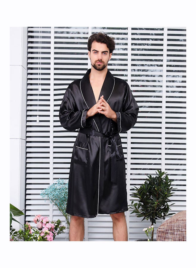 Long Sleeves Casual Robe Black - Image 2