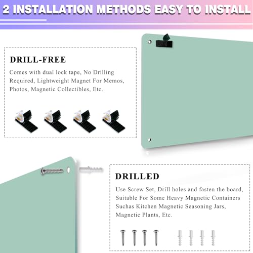 HYHOSHI Green 2Pack Magnetic Board,17.5" x 11.4" Magnet Bulletin Board to Display Magnetic Notes, Poetry, Photos, Suitable for Wall, Refrigerator, Cabinet etc, Come with 4 Pcs Dual Lock Tape and Screws - Image 3