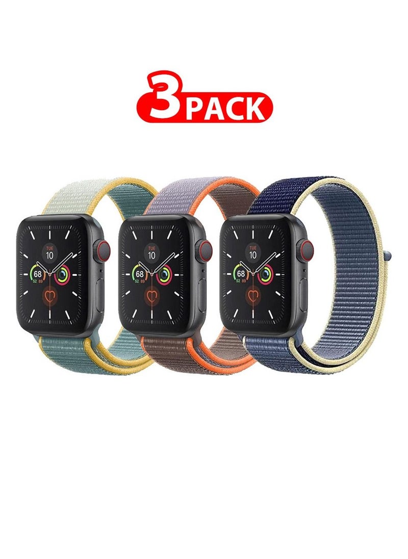 CATANES - 3 Pack For Apple Watch 41mm 40mm 38mm Nylon Sport Loop Band Compatible With iWatch Series 7 SE 6 5 4 3 2 1 Men Women Braided Stretchy Nylon Loop Bands - Image 1