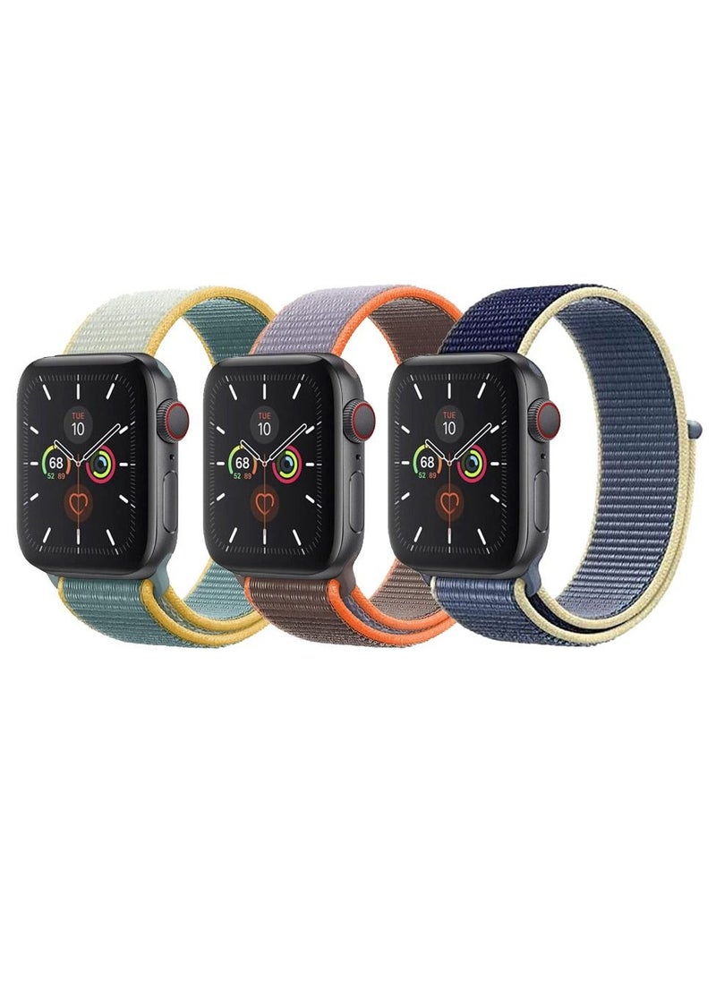 CATANES - 3 Pack For Apple Watch 41mm 40mm 38mm Nylon Sport Loop Band Compatible With iWatch Series 7 SE 6 5 4 3 2 1 Men Women Braided Stretchy Nylon Loop Bands - Image 1