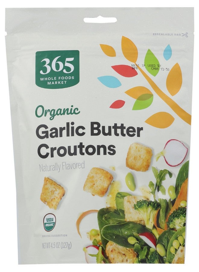 365 by Whole Foods Market 365 by Whole Foods Market, Organic Butter And Garlic Croutons, 4.5 Ounce - Image 1