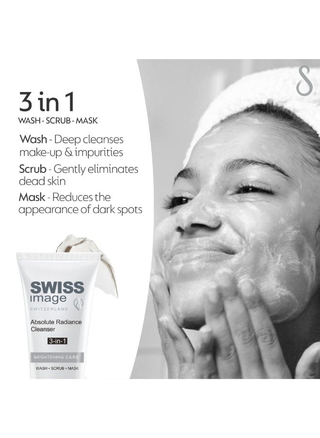 SWISS image - Brightening 3-in-1 Face Wash, Scrub & Mask with Niacinamide 100 ml Deep Cleanses, Exfoliates & Protects Skin Reduces Dark Spots & Pigmentation For All Skin Types Swiss Made - Image 1