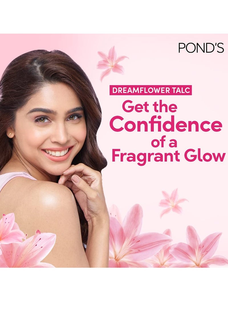 Pond's Dreamflower, Pink Lily Fragrant Talcum Powder, 400g, for Long-lasting Fragrance, with Vitamin B3, Glowing Skin  - Image 2