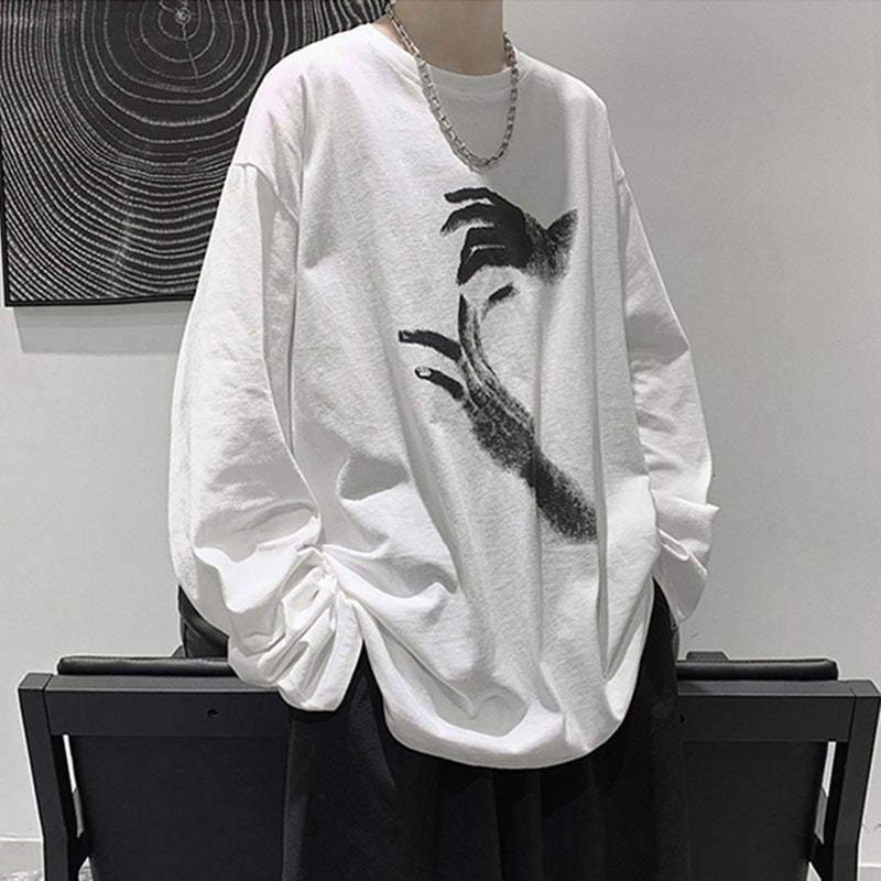 Distinctive Long-Sleeved T-Shirt For Boys Printed Trendy Inner Base Shirt Trendy Brand Ins Hong Kong-Style Loose All-Match Top - Image 1