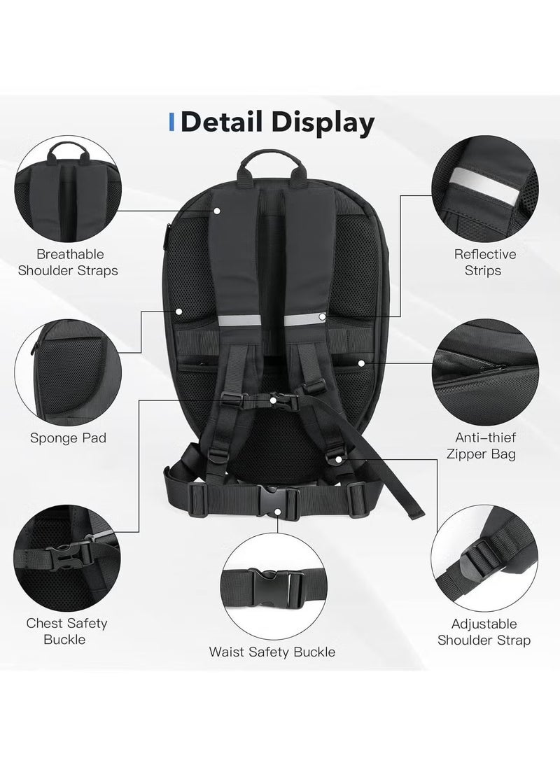 TIGER LED Motorcycle Backpack Waterproof Hard Shell Laptop Bag for Men with DIY Programmable Full Color Screen -- - Image 3