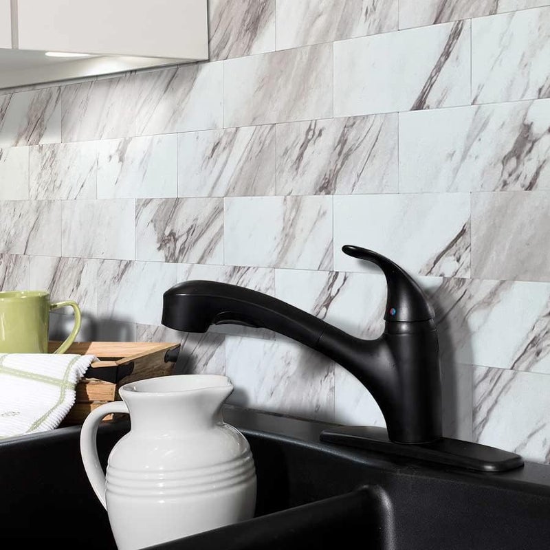 AULIGET 100 Piece Peel and Stick Backsplash PVC Tile, 3" x 6" White Marble Stick on Tiles for Backsplash Kitchen, Bathroom, Laundry Room, Camper, Fireplace - Image 5