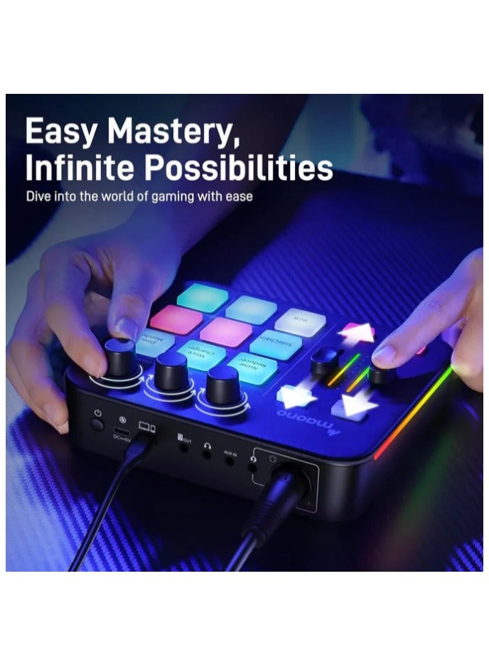 Maono G1-NEO-BLACK Audio Mixer for Game Streamer, Noise Reduction, Direct Monitoring Control, RGB, Bluetooth, 48V Phantom Power for Live Streaming, Podcasting, Content Creation  - Image 5