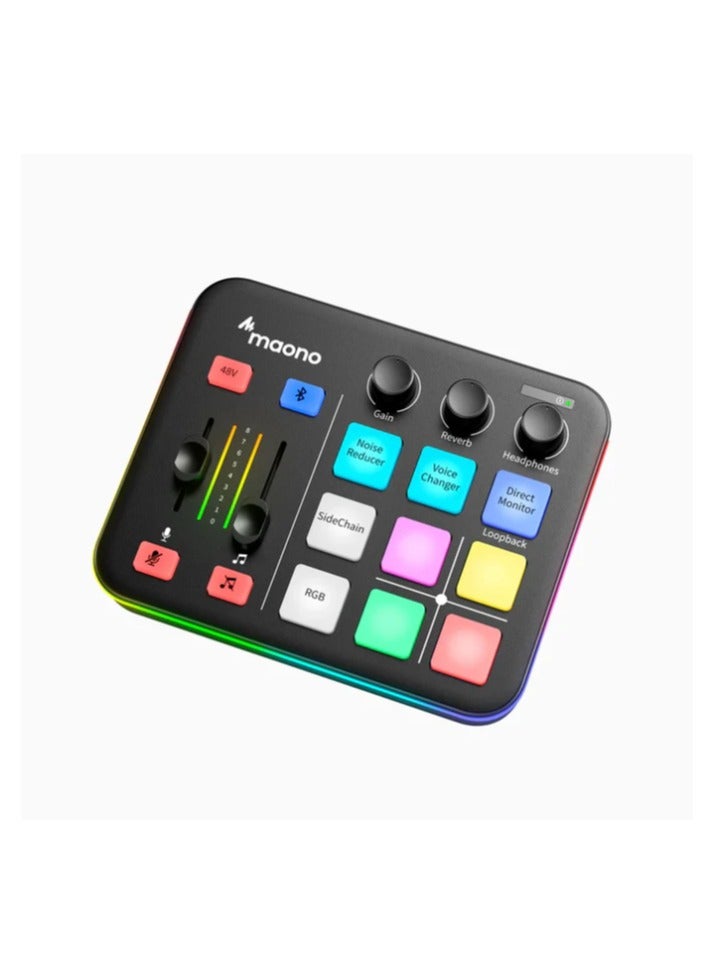 Maono G1-NEO-BLACK Audio Mixer for Game Streamer, Noise Reduction, Direct Monitoring Control, RGB, Bluetooth, 48V Phantom Power for Live Streaming, Podcasting, Content Creation  - Image 1