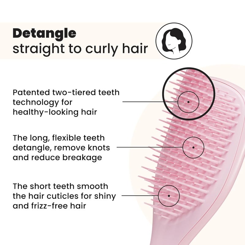 TANGLE TEEZER فرشاة شعر لإزالة التشابك النهائية، تقضي على العقد وتقلل من التكسر، فرشاة شعر صغيرة للسفر، تناسب الأيدي الصغيرة وجميع أنواع الشعر، وردي ميلينيالي - Image 2