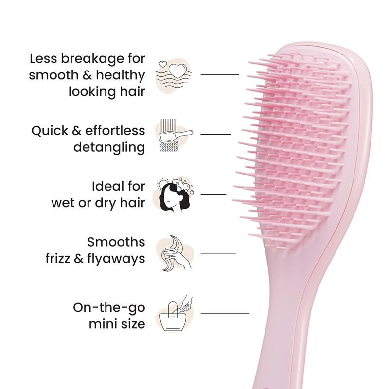 TANGLE TEEZER فرشاة شعر لإزالة التشابك النهائية، تقضي على العقد وتقلل من التكسر، فرشاة شعر صغيرة للسفر، تناسب الأيدي الصغيرة وجميع أنواع الشعر، وردي ميلينيالي - Image 4