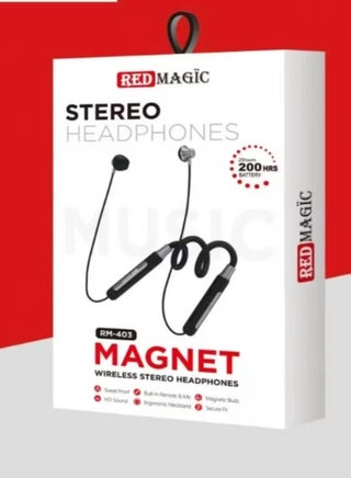Red Magic Neckband Bluetooth Earphone RM-403 Model: Air Max-M Bluetooth Version: V5.3 Distance: 10 meters Battery Capacity: 200mAh - pzsku/Z3110CD6EE8155D571E0EZ/45/1752833995/0388969f-78e0-4b1f-94d1-08f2e685be0f
