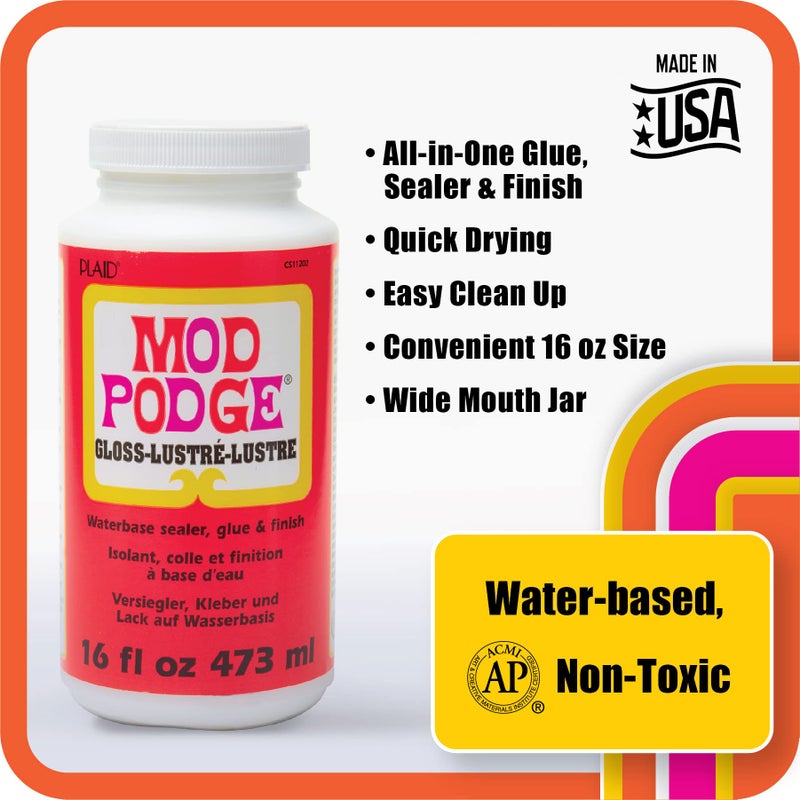 Mod Podge Complete Decoupage Kit-Two 16oz Bottles Waterbase Sealer/Glue (Matte Gloss Finish) with 4-pk Foam Brush Set, Clear - Image 2