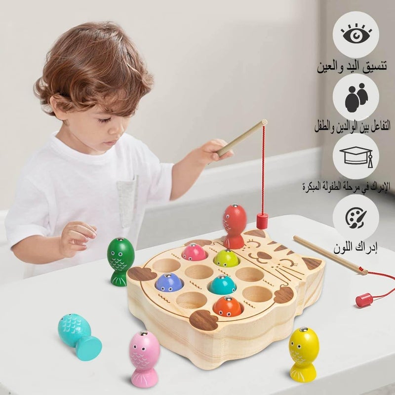 EDUTREE Magnetic Fishing Game, Wooden Montessori Magnetic Fishing Toys for Toddlers,Preschool Educational Activity Learning Toy for Toddlers 1-3, Ideal Gift for Early Learning - Image 3