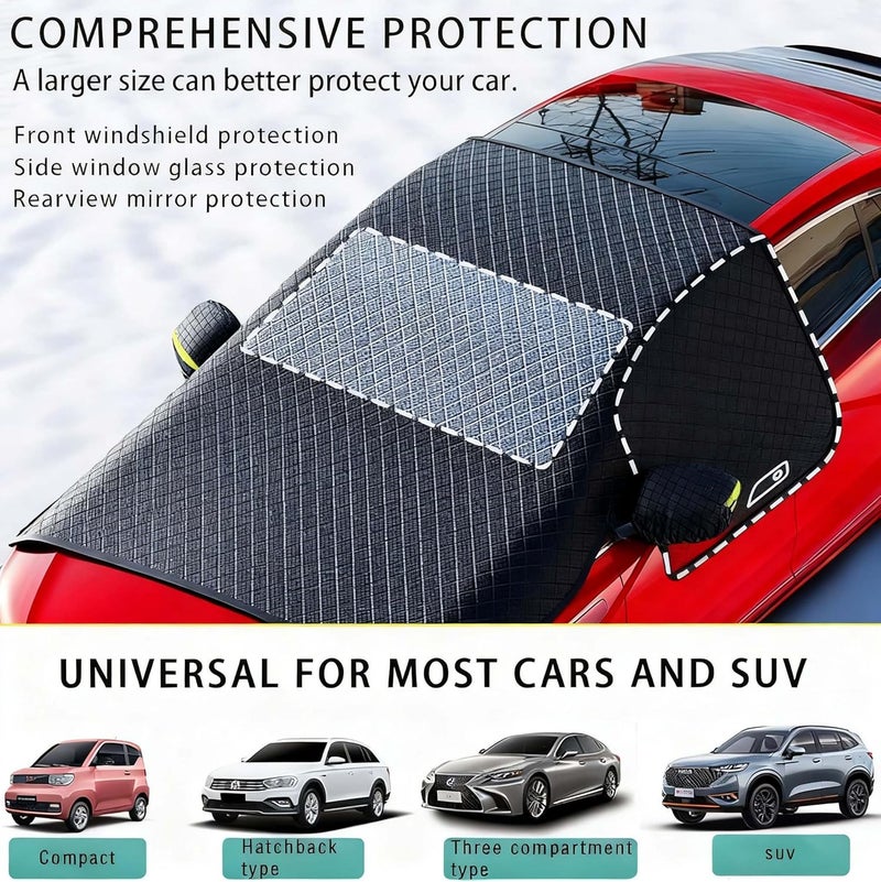 غطاء لزجاج السيارة ضد الثلوج لطراز تويوتا C-HR (2020-2023)، غطاءات لز��اج السيارة مقاومة للصقيع والجليد مع حواف مغناطيسية، غطاءات واقية من الثلوج ذات طبقات متعددة مع مرايا جانبية - Image 4