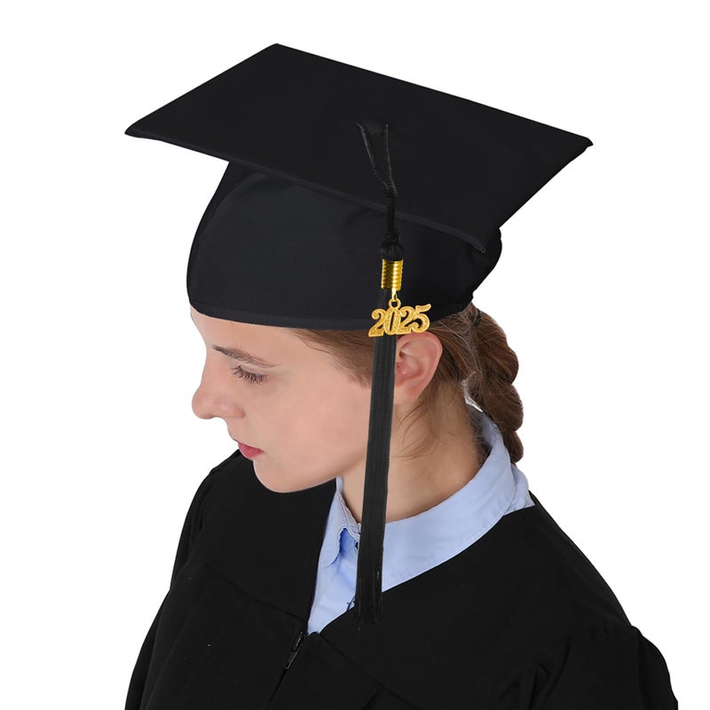 GraduationMall Unisex Adult Matte Graduation Cap with 2025 Tassel Black - Image 2