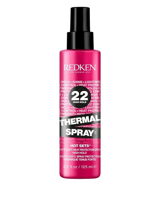 REDKEN بخاخ حراري 22 تثبيت عالي - واقي حراري ورذاذ تثبيت، لتجعيد الشعر ومكواة الشعر، تحكم دائم في التجاعيد وحماية من أضرار الحرارة - Image 1