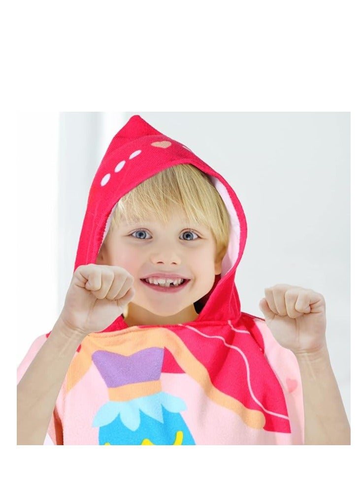 DMG Kids Bath Towel for 1-6 Years Toddler, Hooded Towel, Microfiber Super Soft, Robe Poncho Bathrobe, Girls Swimming Beach Holiday Water Playing, Pool Swim Coverups 1Pcs