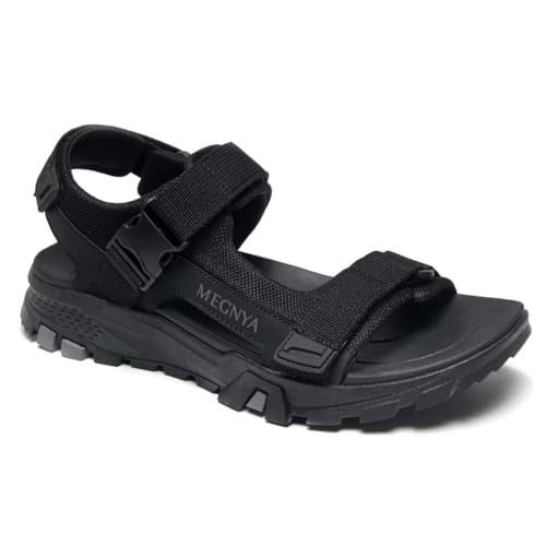 MEGNYA Comfortable Orthopedic Hiking Sandals for Foot Pain, Non Slip Walking Sandals for Outdoor Adventure, Camping Thick Sole Sandals with Three Adjustable Straps Black Size 9 - Image 1