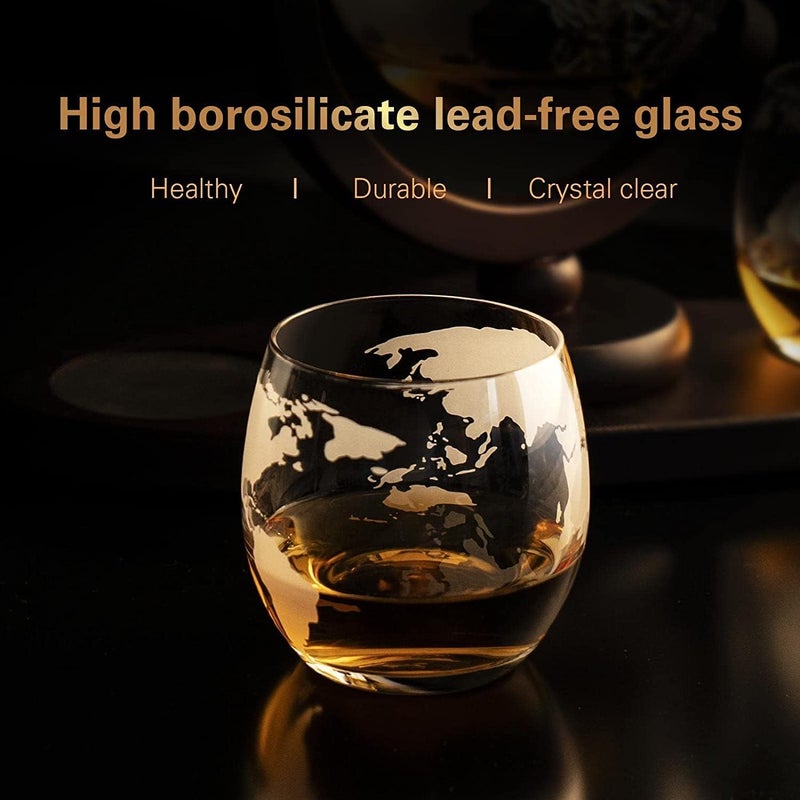 Riderev Whiskey Decanter Set - Globe Decanter Set with 2 Etched Globe Glasses for Liquor, Whiskey, Bourbon, Brandy, Gin, Rum, Tequila and Vodka, Birthday Gifts for Him Men Husband Boss - Image 4