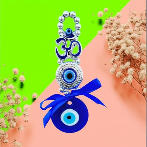 ARTISKRITI Om Evil Eye Hanging for Car Mirror, Home House Entrance Door Decoration, Nazar Battu for Shop Office Living Room (Om Blue) - Image 5